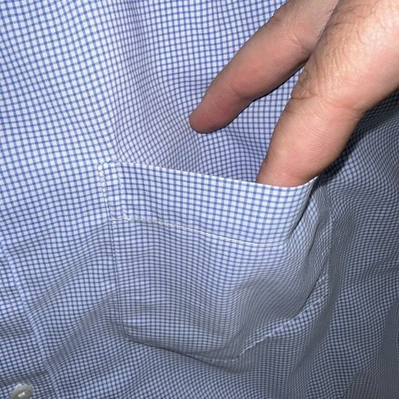 LL Bean Shirt Mens XLT Blue Plaid Traditional Fit Button Down Short Sleeve Adult - Picture 3 of 6